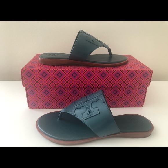 Tory Burch Shoes - Tory Burch Deep Sea Teal Jamie Logo Sandal
